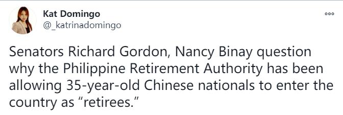 菲参议员又找中国人茬，质疑为什么这么多中国人拿退休移民签证？